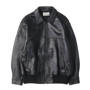 美品 WACKO MARIA ワコマリア ジャケット サイズ:L 23SS シープスキンレザー リブ ジャケット LEATHER JACKET ブラック アウター ブルゾン