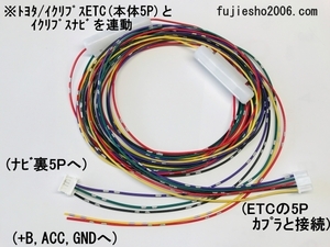 イクリプス/デンソー/トヨタ純正ETC用　イクリプス5P純正ナビ連動ハーネス