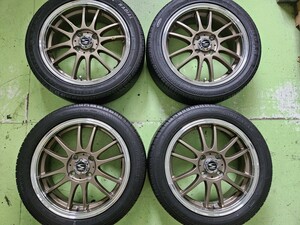 美品（人気のS-HOLD　希少カラーブロンズ　ラグナ）5Jx15インチアルミホイール・（ バリ山）（GY/他)　165/55R15タイヤ付き　4本セット品