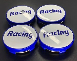 ☆新品 送料無料 Racing センターキャップ ホワイトxブルー ENKEI Racing RP01等に取り付け可能 4個SET 即決