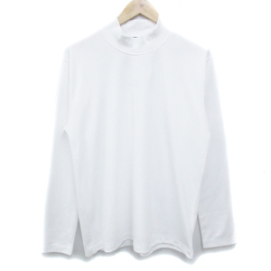 未使用品 エムケーミッシェルクランオム カットソー Tシャツ 長袖 ハイネック 透け感 無地 大きいサイズ 51 白 ホワイト/FF45 メンズ