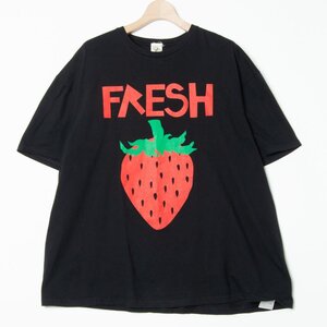 【1円スタート】メール便○ WESTFALL ウェストフォール FRESH XL 半袖Tシャツ トップス 綿100％ イチゴ 黒 ブラック XL メンズ アメリカ製