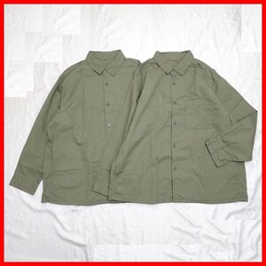 ★未使用 UNIQLO/ユニクロ オーバーシャツジャケット 2着セット メンズ3XL/カーキ/コットン100%/長袖/468732&0624000537