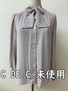 クードシャンス (C DE C) タグ付き未使用 定価17930円 薄ピンクにグレー柄ブラウス サイズ38／M