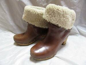 ☆☆送料無料☆☆UGG☆レザー内ボアブーツ☆レディース☆US7☆24cm☆ブラウン☆z20