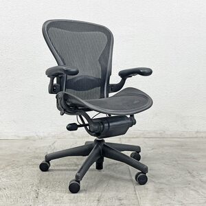 〓 ハーマンミラー Herman Miller アーロンチェア Bサイズ ランバーサポート グラファイトベース デスクチェア フル装備 現状品 ブラック