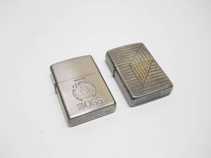 22559 喫煙グッズ祭 Zippo ジッポー オイルライター BOSS 幾何学模様 2つセット 中古品 火花〇