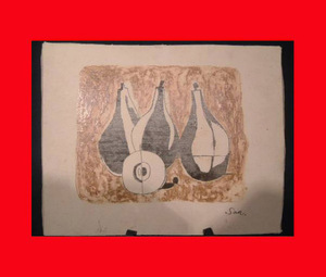 :即決【京都洋画】「竹中三郎陶板W320」油彩、独立美術〝札〟