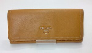 【1円～】PRADA プラダ 二つ折り 長財布 レザー ウォレット 小銭入れ 札入れ レディース ブラウン系 　 K0122