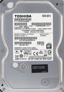 TOSHIBA DT01ACA050 HP P/N 661697-001 3.5インチ SATA600 500GB 965回 6064時間