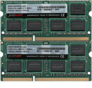 【DDR3 8GBx2枚 合計16GB ノートPC用】＜動作確認済＞CFD販売 Panram 低電圧 1.35V DDR3L-1600 (PC3L-12800S)【中古】H203