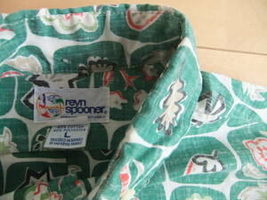 MADE IN USA HAWAII REYNSPOONER PULL OVER green 緑 アメリカ製 レインスプーナー KIDS LARGE 子ども 女性 向け 60%cotton 40%polyester 