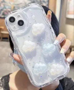 iPhone16ケース　雲　可愛い　淡色女子