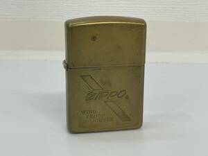 FS2452　Zippo　ジッポー　WIND PROOF LIGHTER　 SOLID BRASS　 ゴールド　ライター　喫煙具　現状品