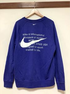 や1407 NIKE ナイキ スウェット トレーナー L ロゴ刺繍 2連 ネイビーブルー 裏パイル 