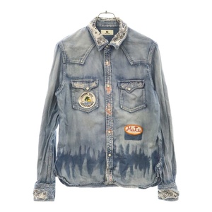 Marbles マーブルズ VINTAGE REMAKE WESTERN DENIM SHIRTS パッチデザイン ウエスタン 長袖デニムシャツ インディゴ