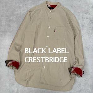 ブラックレーベルクレストブリッジ　ノーカラー　長袖シャツ　トップス　バンドカラー　BLACK LABEL CRESTBRIDGE チェック　シャツ　M