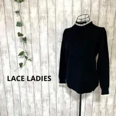 【LACE LADIES】レースレディース F ハイネックセーター レース 黒