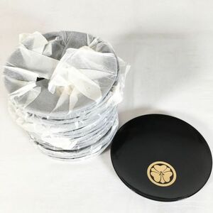 【15枚セット/美品】漆器 皿 黒塗 家紋入り 銘々皿 アンティーク 菓子皿