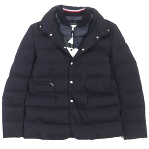 未使用品▼MONCLER モンクレール 22-23AW BESS ベス レイヤードデザイン フード入り レザーロゴワッペン付き ダウンジャケット 3 正規品