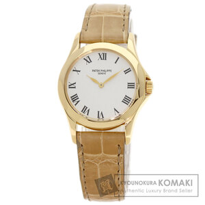 PATEK PHILIPPE パテックフィリップ 4905J-001 カラトラバ 腕時計 K18イエローゴールド 革 レディース 中古