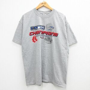 XL/古着 半袖 ビンテージ Tシャツ メンズ 00s MLB ボストンレッドソックス ワールドシリーズ クルーネック グレー 霜降り メジャーリー