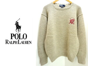 ●POLO ポロラルフローレン 厚手ラムウールニットセーターL●CE