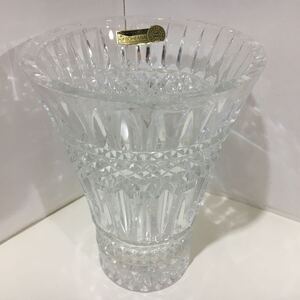 BOHEMIA GLASS ボヘミア グラス チェコスロバキア CZECHOSLOVAKIA クリスタル ガラス フラワーベース 切子 花瓶 花器 箱付 高さ15.3cm