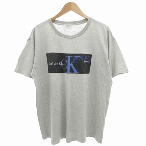 カルバンクライン CALVIN KLEIN Tシャツ カットソー 半袖 クルーネック ボックスロゴ XL グレー /GV 1118 メンズ