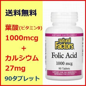 葉酸 ( ビタミン9 ) 1,000mcg カルシウム 27mg タブレット90粒 ビタミン フェリチン リウマチ 造血 サプリメント 健康食品 Natural Factors