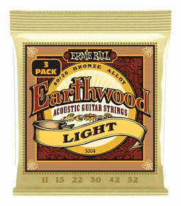 即決◆新品◆送料無料ERNIE BALL 3004 ×1 [11-52] Earthwood Light 80/20 Bronze 3セットパック アコースティックギター弦