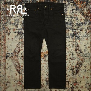 【USA製】 RRL Black On Black Selvage Slim Fit Jeans 【31×30】 ブラック スリムフィット ジーンズ デニム 黒 レザー Ralph Lauren 逸品