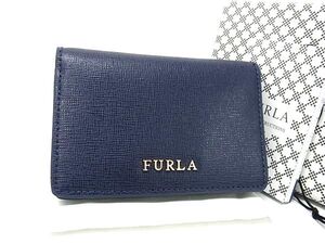 1円 ■新品■未使用■ FURLA フルラ レザー カードケース パスケース カード入れ 定期入れ 名刺入れ レディース ネイビー系 FH4730