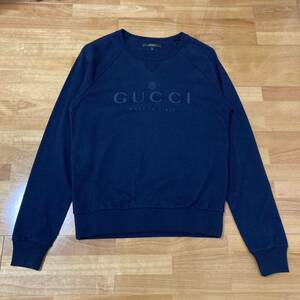 新品未使用 GUCCI V Gazette Logo Sweat Shirt グッチ Vガゼット ロゴ スウェット シャツ ラグラン スリーブ ロンT SIZE S NAVY ネイビー