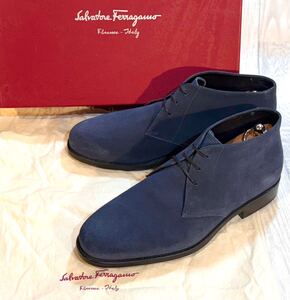 Salvatore Ferragamo フェラガモ◆26cm 8 3E◆チャッカブーツ プレーントゥ 革靴 スエードレザー ビジネスシューズ ドレスシューズ ITALY製