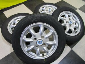 MINILITE ミニライト 13インチ アルミホイール 4本セット 4J +45 4H100 中古 + TOYO ナノエナジー3 155/65R13 2022年製 ミラジーノ ミラ 等