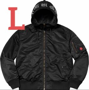 国内正規 21AW Supreme Hooded MA-1 L BLACK ブラック Large box logo 21FW