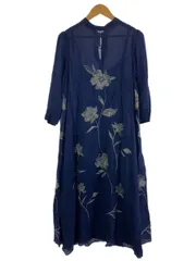 AMERI 21SS 2WAY FLOWER GARDEN DRESS 長袖ワンピース M レーヨン ネイビー