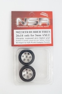 新品 NSR 1/32 RTR RUBBER TIRES 26×14 only for 3mm AXLE 9022 スロットカー