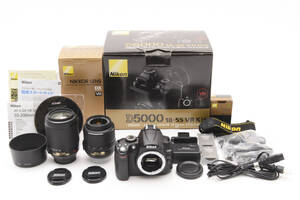 美品・通電確認済み】Nikon D5000 Digital Camera 18-55 + 55-200 ニコン デジタル一眼カメラ 望遠レンズ セット まとめ売り #74