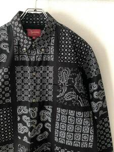 SUPREME シュプリーム 20SS Paisley Grid Shirt M グリッド　ペイズリー　長袖シャツ L/S ブラック　バンダナ柄　総柄　コットン100%