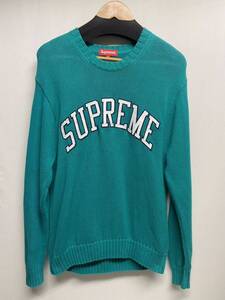 【Supreme シュプリーム】 101837 16SS Tackle Twill Sweater セーター TEAL CORAL ニット 厚手グリーン コットン S 2406oki k