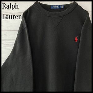 ラルフローレン ロゴ刺繍 ブラック ワンポイントロゴ 太アーム 560 スウェット トレーナー ポロ 長袖トップス RALPH LAUREN 古着