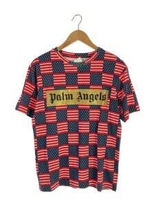 Palm Angels◆Tシャツ/S/コットン/RED/星条旗ラメボックスロゴTee