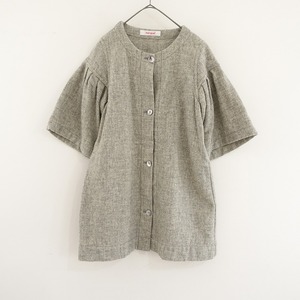 ホームスパン homspun *フレアスリーブウールライトコート*F五分袖グレーハーフスリーブ(jk33-2411-465)【12L42】