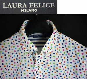 28,600円長袖【46M】LAURAラウラ★ドット柄シャツ