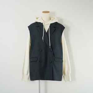 AMERI アメリ MUTUALLY HOODIE WITH VEST スウェットパーカー ベスト セットアップ 長袖 ダブル 前開き