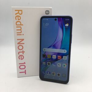 ★E10230【美品】SoftBank ソフトバンク/スマートフォン/Redmi Note 10T/A101XM/アジュールブラック/IMEI 860036051949660/判定○/箱付 す