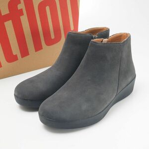 MG8183▲未使用 フィットフロップ/fitflop O54-644 SUMI スエード ショートブーツ/ブーティ サイドファスナー グレー US6/UK4/EU37/CM23.3