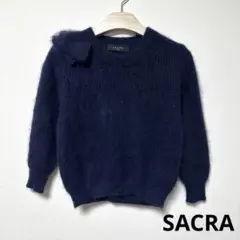 美品 SACRA サクラ ふわふわ柔らか上質アンゴラ80% ダブルフリルニット